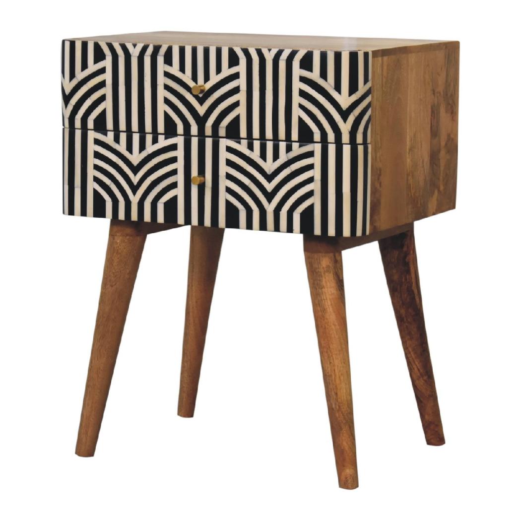 Edessa Bone Inlay Bedside | Artisan Bone Inlay | Natural Inlay Finish | Artisan Inlay Detail