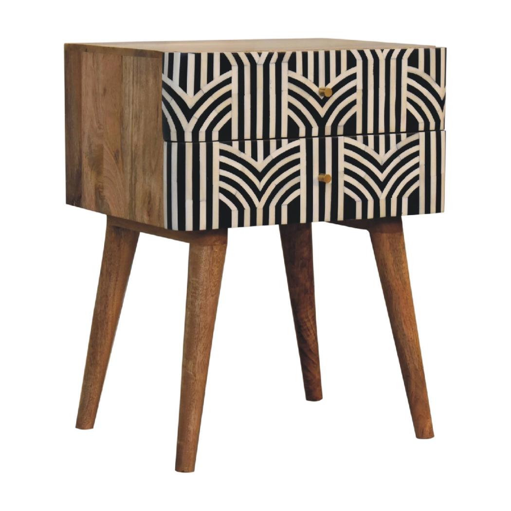 Edessa Bone Inlay Bedside | Artisan Bone Inlay | Natural Inlay Finish | Artisan Inlay Detail