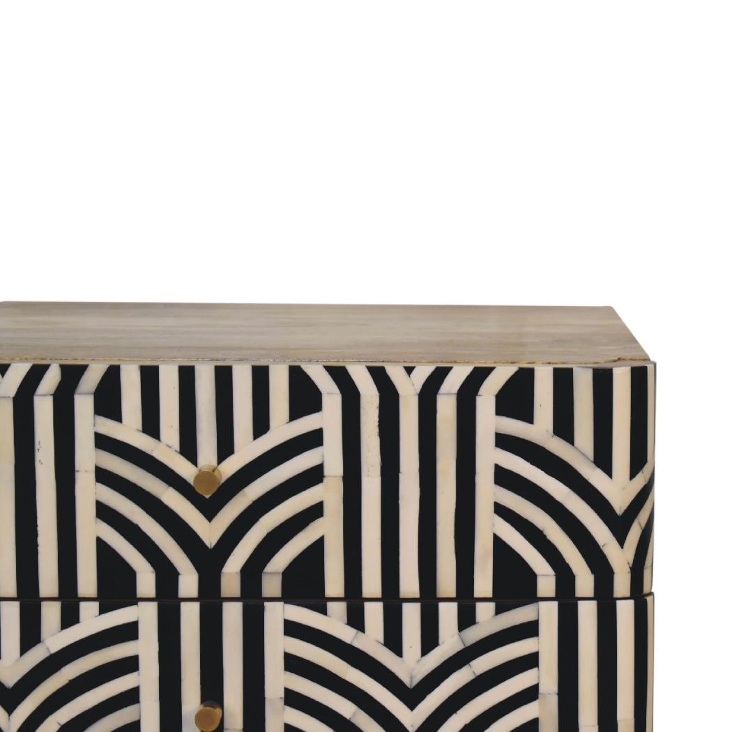 Edessa Bone Inlay Bedside | Artisan Bone Inlay | Natural Inlay Finish | Artisan Inlay Detail