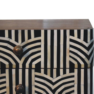Edessa Bone Inlay Bedside Table | Solid Mango Wood | Honey Caramel Finish | Artisan Nightstand