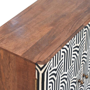Edessa Bone Inlay Cabinet | Solid Mango Wood | Honey Caramel Finish