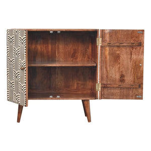 Edessa Bone Inlay Cabinet | Solid Mango Wood | Honey Caramel Finish