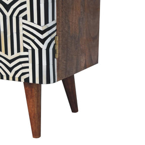 Edessa Bone Inlay Cabinet | Solid Mango Wood | Honey Caramel Finish
