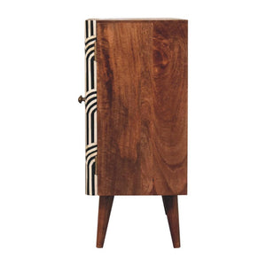 Edessa Bone Inlay Cabinet | Solid Mango Wood | Honey Caramel Finish