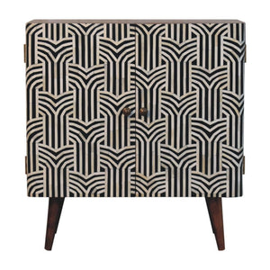 Edessa Bone Inlay Cabinet | Solid Mango Wood | Honey Caramel Finish