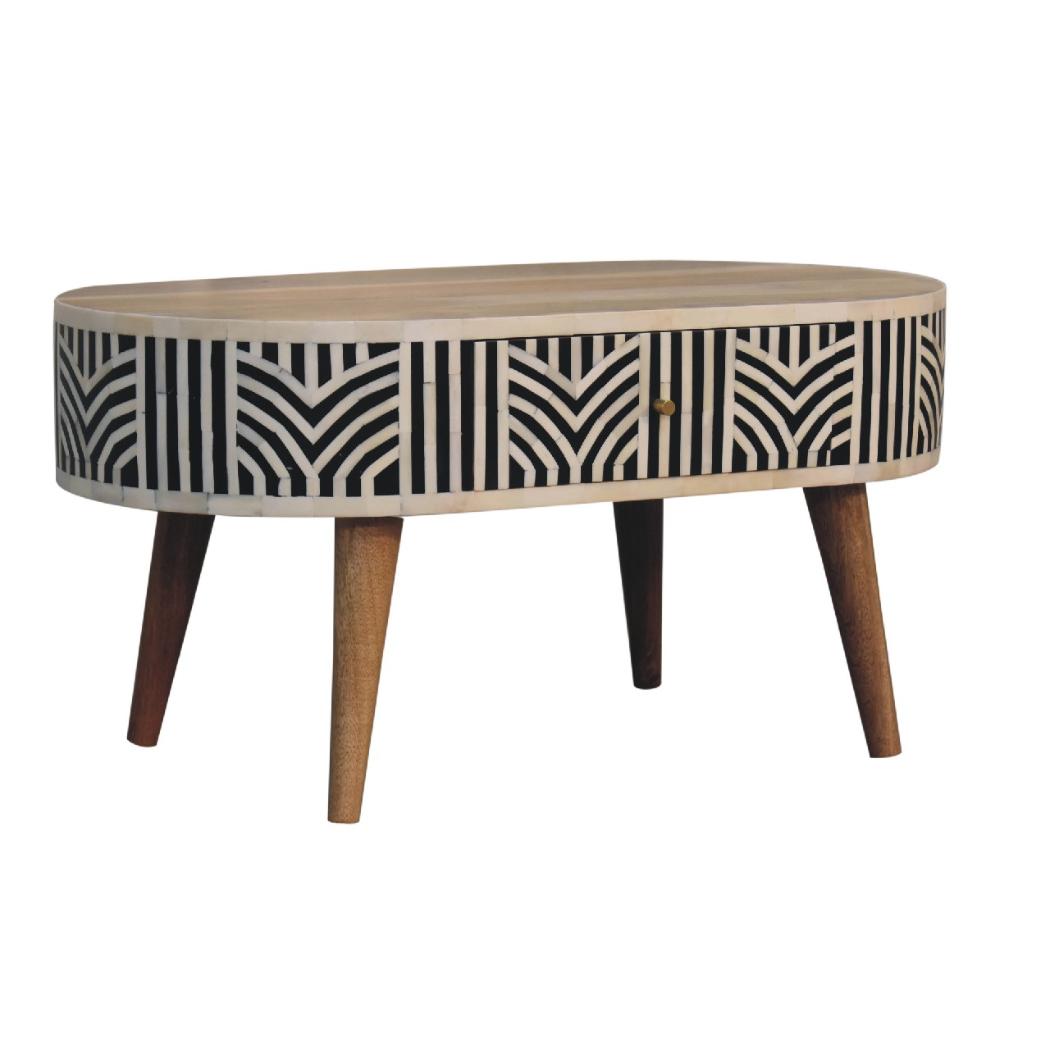 Edessa Bone Inlay Coffee Table | Artisan Bone Inlay | Natural Inlay Finish | Artisan Inlay Detail
