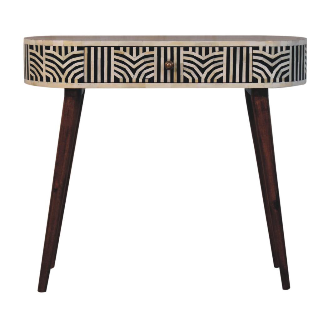 Edessa Bone Inlay Console | Solid Mango Wood | Honey Caramel Finish