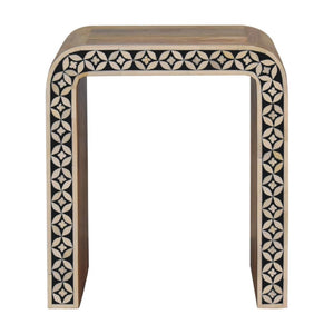 Edessa Bone Inlay End Table | Artisan Bone Inlay | Natural Inlay Finish | Artisan Inlay Detail
