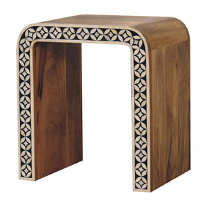 Edessa Bone Inlay End Table | Artisan Bone Inlay | Natural Inlay Finish | Artisan Inlay Detail