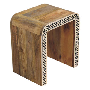 Edessa Bone Inlay End Table | Artisan Bone Inlay | Natural Inlay Finish | Artisan Inlay Detail