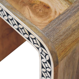 Edessa Bone Inlay End Table | Artisan Bone Inlay | Natural Inlay Finish | Artisan Inlay Detail