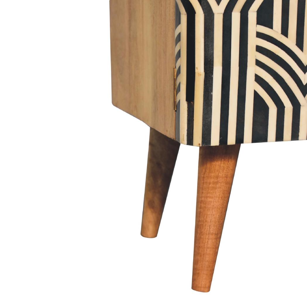 Edessa Media Unit | Solid Mango Wood | Oak-Ish Finish | Bone Inlay Cabinet Doors