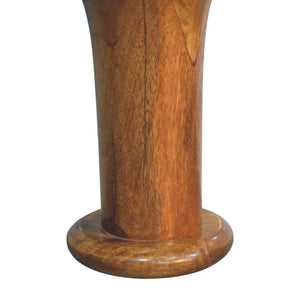 Elara Pedestal Bedside Table | Solid Mango Wood | Curved One Drawer Design | Amber Oak Finish