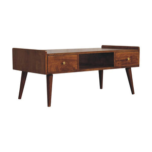 Elevated Coffee Table | Chestnut Finish | Raised Contemporary Design