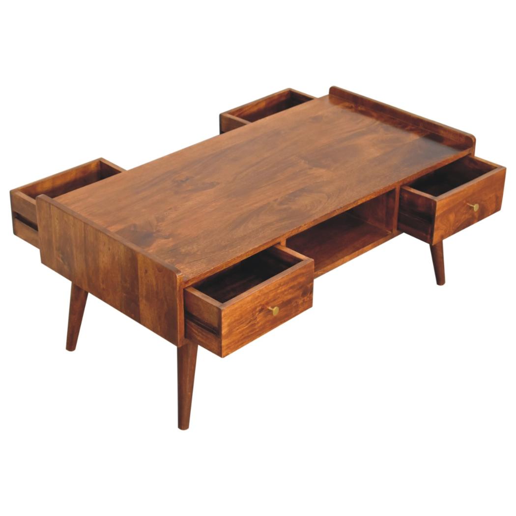 Elevated Coffee Table | Chestnut Finish | Raised Contemporary Design