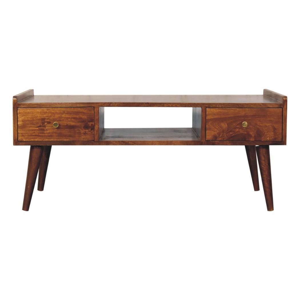 Elevated Coffee Table | Chestnut Finish | Raised Contemporary Design