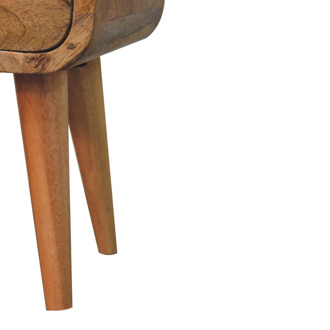Elowen Extra Mini Open Bedside Table | Solid Mango Wood | Oak Finish | 1 Drawer & Open Shelf
