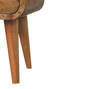 Elowen Extra Mini Open Bedside Table | Solid Mango Wood | Oak Finish | 1 Drawer & Open Shelf