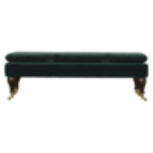 Emerald Velvet Castor Bench | Solid Mango Wood | Button Tufted Upholstery | Classic Seating