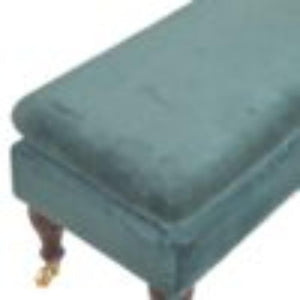 Emerald Velvet Castor Bench | Solid Mango Wood | Button Tufted Upholstery | Classic Seating