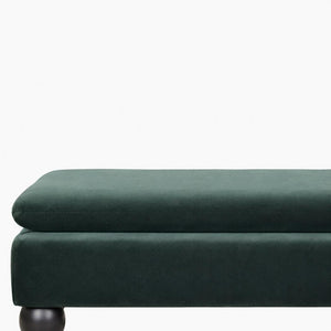 Emerald Velvet Castor Bench | Solid Mango Wood | Button Tufted Upholstery | Classic Seating