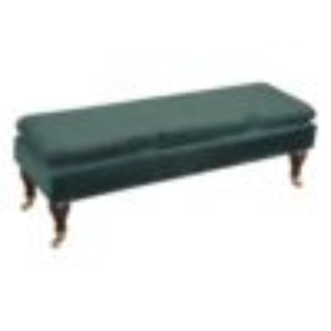 Emerald Velvet Castor Bench | Solid Mango Wood | Button Tufted Upholstery | Classic Seating