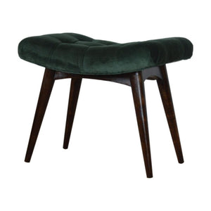 Emerald Velvet Curved Bench | Upholstered Accent Seat | Bedroom & Hallway