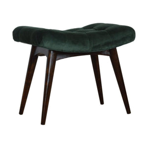 Emerald Velvet Curved Bench | Upholstered Accent Seat | Bedroom & Hallway