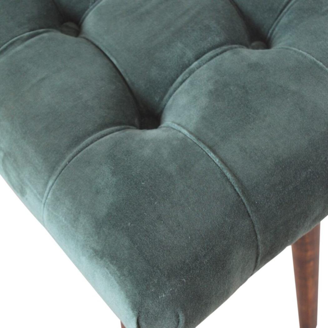 Emerald Velvet Curved Bench | Upholstered Accent Seat | Bedroom & Hallway