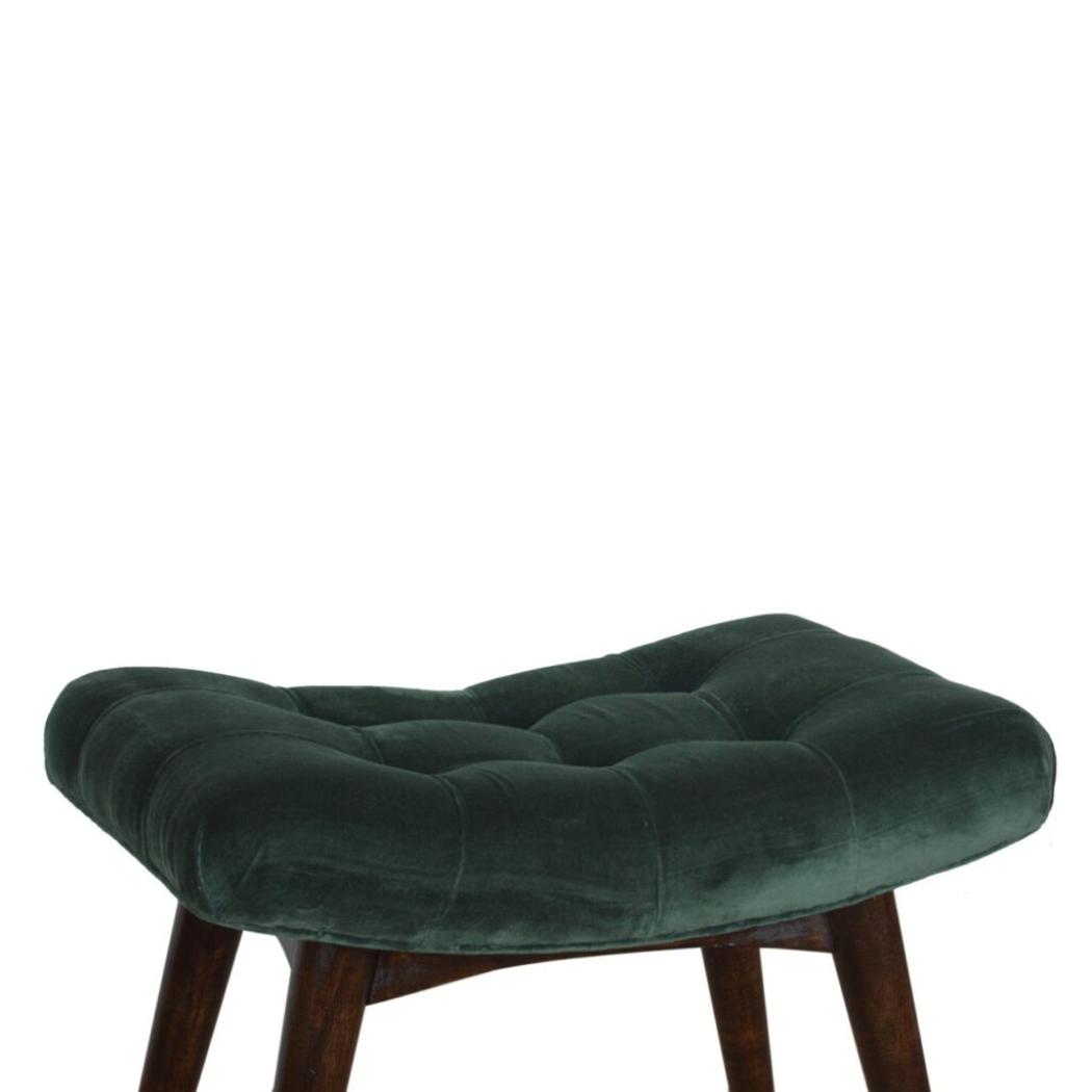 Emerald Velvet Curved Bench | Upholstered Accent Seat | Bedroom & Hallway
