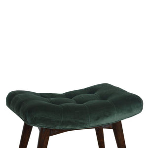 Emerald Velvet Curved Bench | Upholstered Accent Seat | Bedroom & Hallway