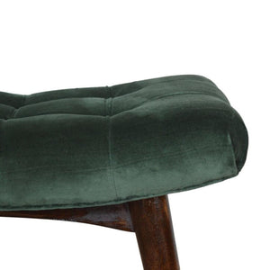 Emerald Velvet Curved Bench | Upholstered Accent Seat | Bedroom & Hallway