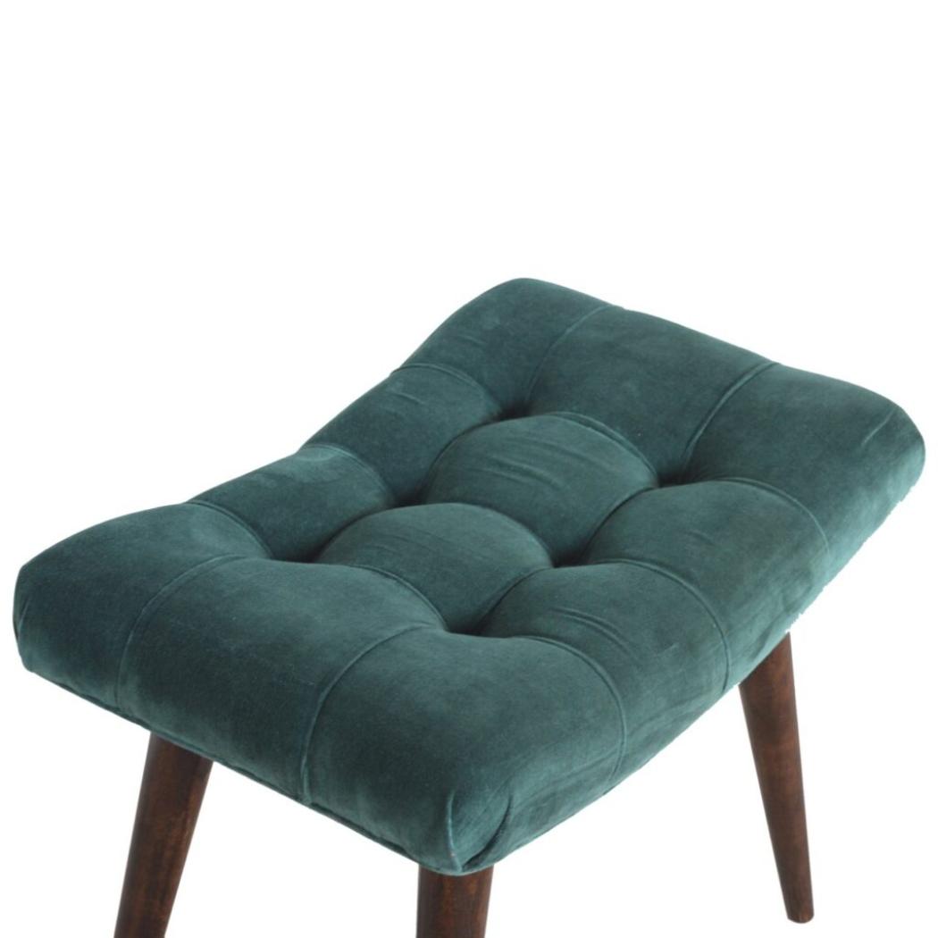 Emerald Velvet Curved Bench | Upholstered Accent Seat | Bedroom & Hallway