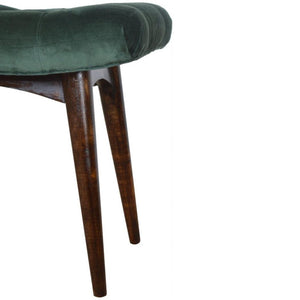 Emerald Velvet Curved Bench | Upholstered Accent Seat | Bedroom & Hallway