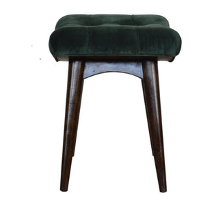 Emerald Velvet Curved Bench | Upholstered Accent Seat | Bedroom & Hallway