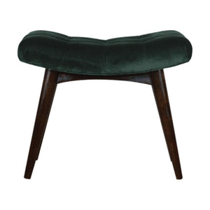 Emerald Velvet Curved Bench | Upholstered Accent Seat | Bedroom & Hallway