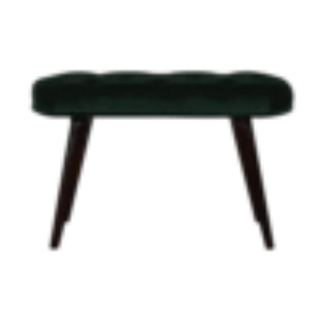 Emerald Velvet Deep Button Bench | Cotton Velvet | Solid Mango Wood Frame | Statement Seating