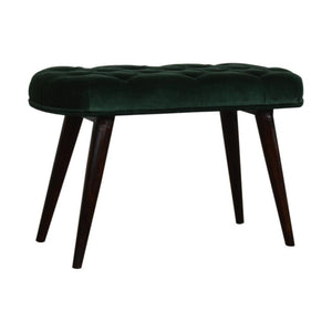 Emerald Velvet Deep Button Bench | Cotton Velvet | Solid Mango Wood Frame | Statement Seating