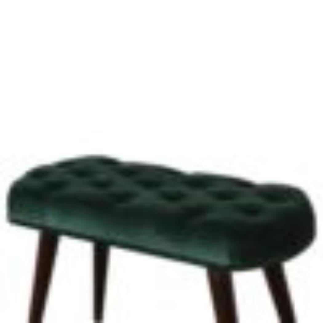 Emerald Velvet Deep Button Bench | Cotton Velvet | Solid Mango Wood Frame | Statement Seating