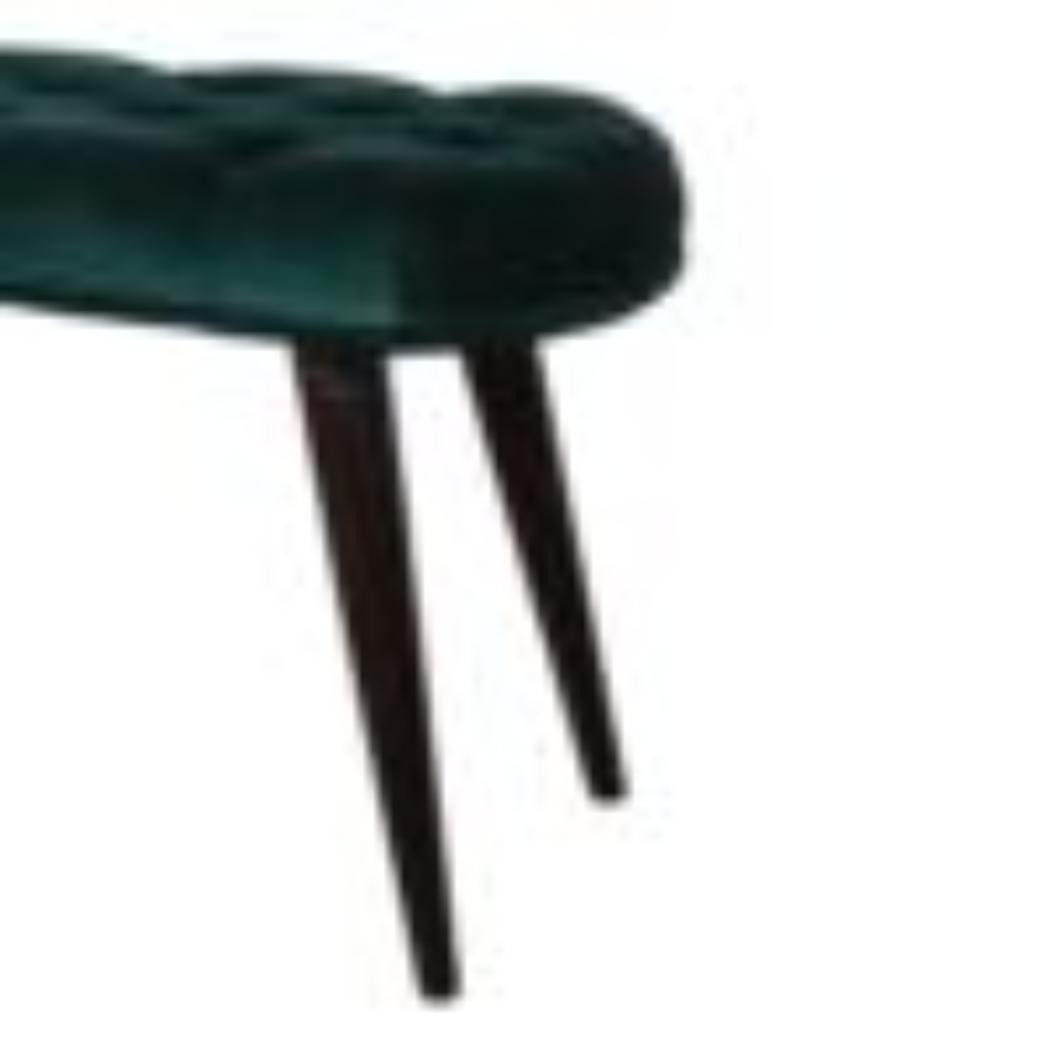Emerald Velvet Deep Button Bench | Cotton Velvet | Solid Mango Wood Frame | Statement Seating