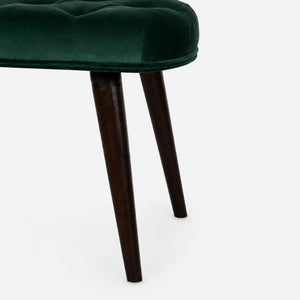 Emerald Velvet Deep Button Bench | Cotton Velvet | Solid Mango Wood Frame | Statement Seating