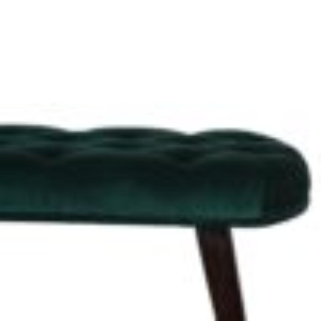 Emerald Velvet Deep Button Bench | Cotton Velvet | Solid Mango Wood Frame | Statement Seating