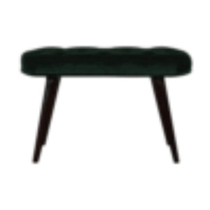Emerald Velvet Deep Button Bench | Cotton Velvet | Solid Mango Wood Frame | Statement Seating