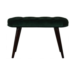 Emerald Velvet Deep Button Bench | Cotton Velvet | Solid Mango Wood Frame | Statement Seating