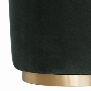 Emerald Velvet Footstool | Gold Metal Base | Compact Accent Seating