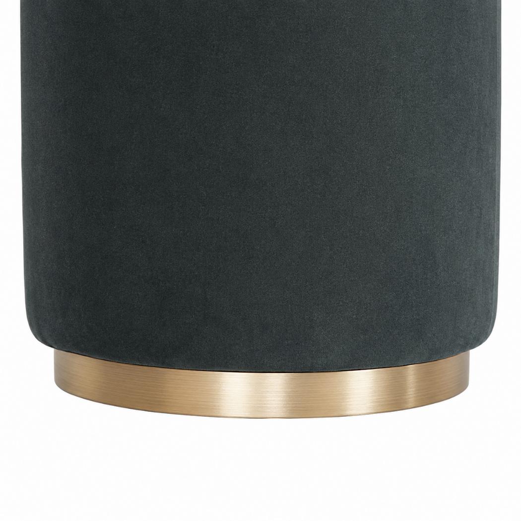 Emerald Velvet Footstool | Gold Metal Base | Compact Accent Seating