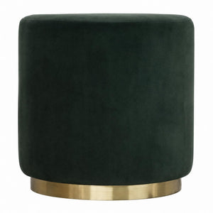 Emerald Velvet Footstool | Gold Metal Base | Compact Accent Seating
