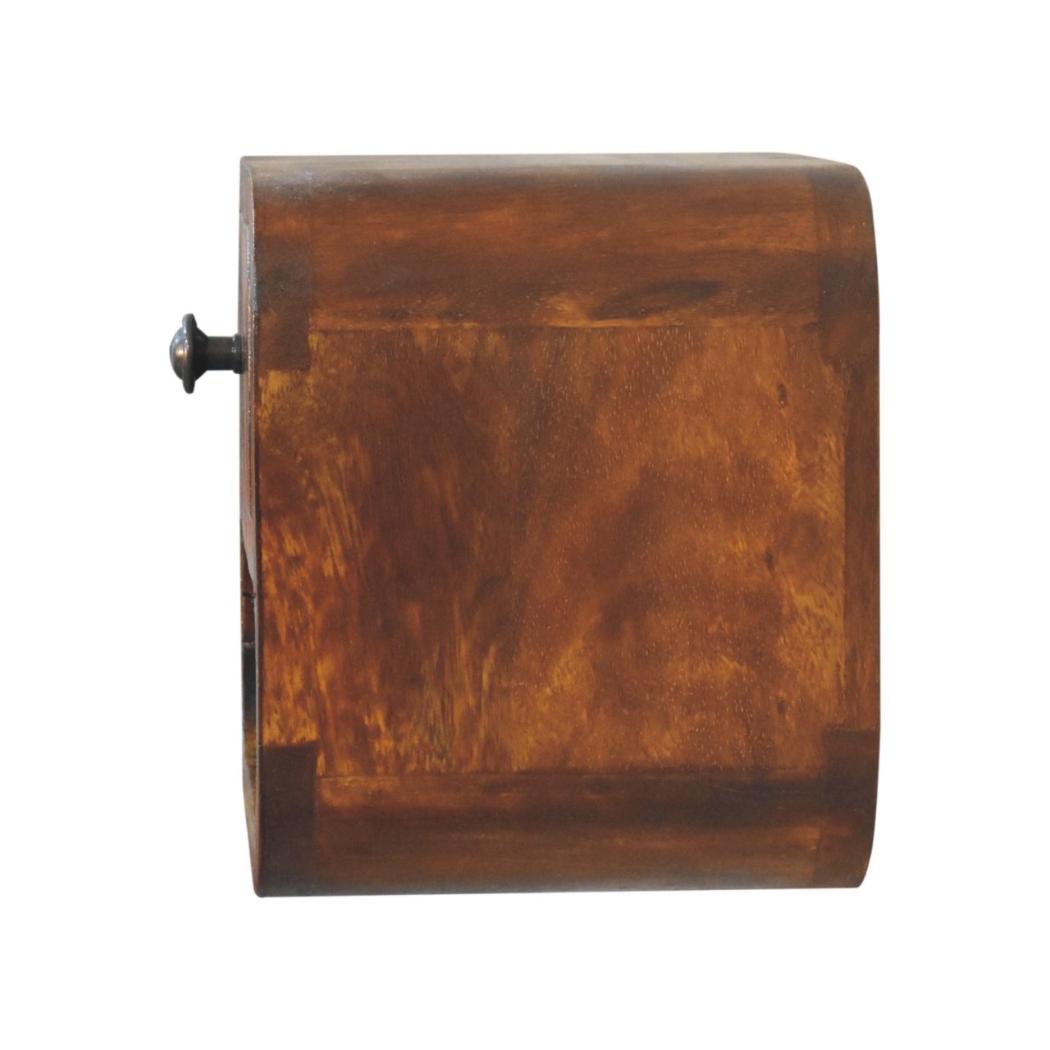 Extra Mini Curved Bedside Table | Chestnut Finish | Open Slot