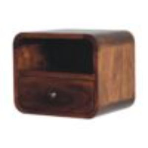 Extra Mini Curved Wall-Mounted Bedside Table | Chestnut Finish | Open Slot