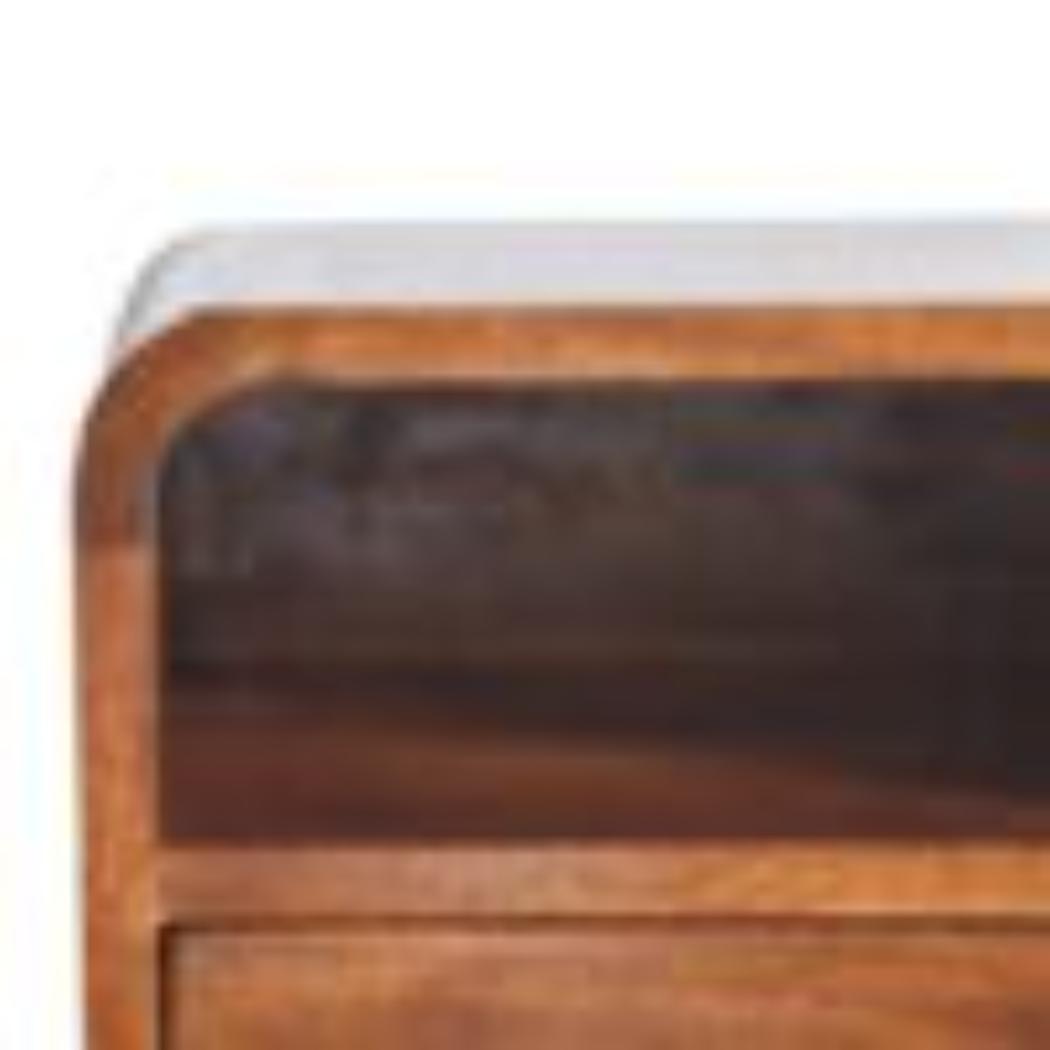 Extra Mini Curved Wall-Mounted Bedside Table | Chestnut Finish | Open Slot